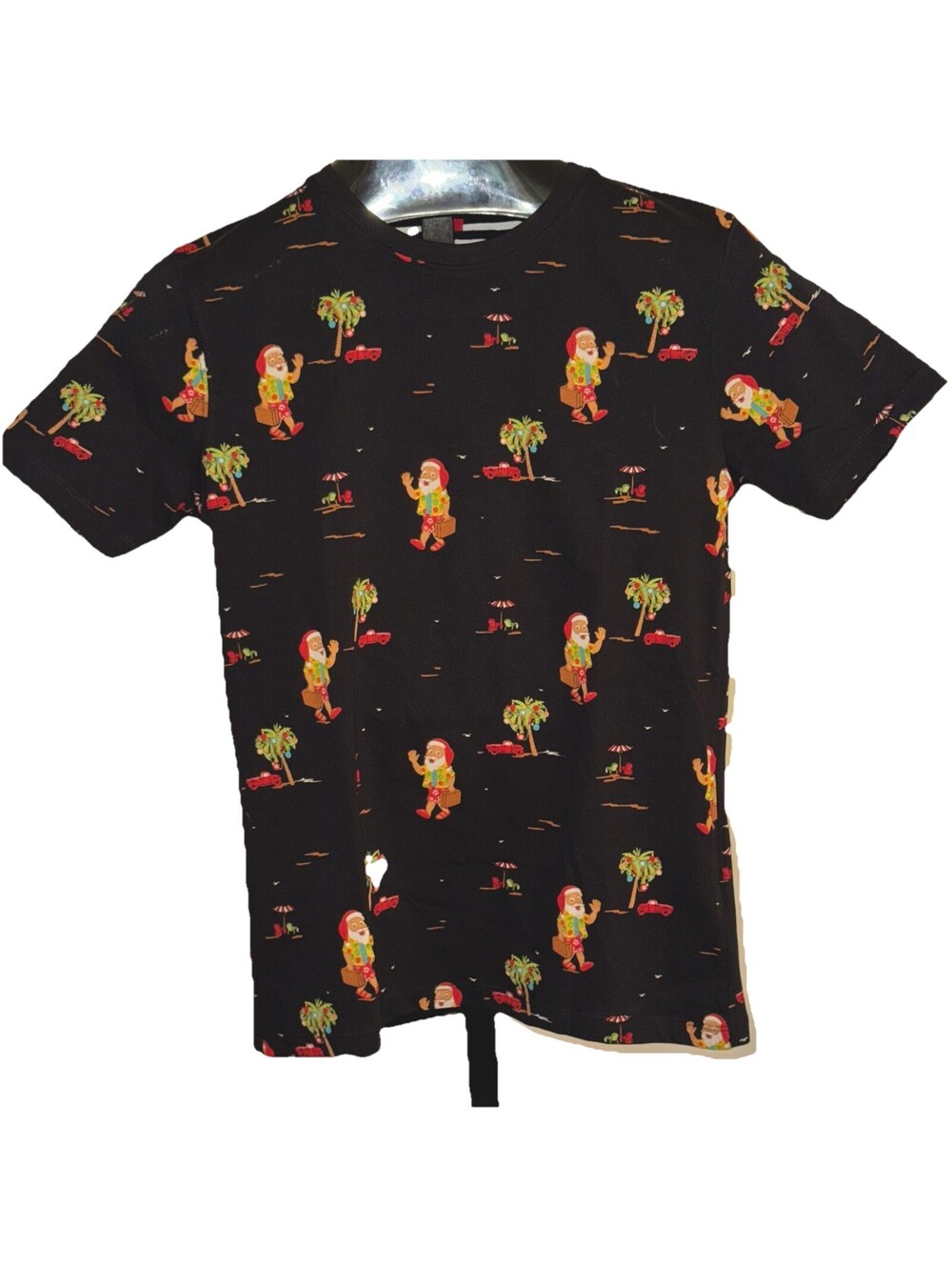 Christmas Button Down Shirt Size 11-12 Kid Navy Blue All Over Design  Holiday